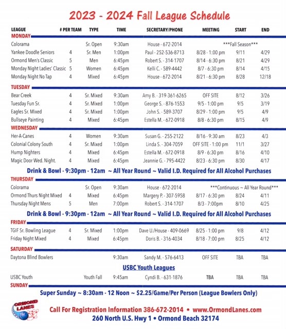 Ormond Lanes Ormond Beach Florida Bowling Center > Leagues